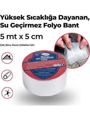 Ecoport Jasmine Glow® Yüksek Sıcaklık Dayanan Su Geçirmez Çatı Boru Duvar Çatlak Onarıcı Yapışkan Bant Folyo 5 cm