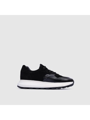 Togo Erkek Siyah Süet Hakiki Deri Bağcıklı Spor Sneaker Ayakkabı [TG052410]
