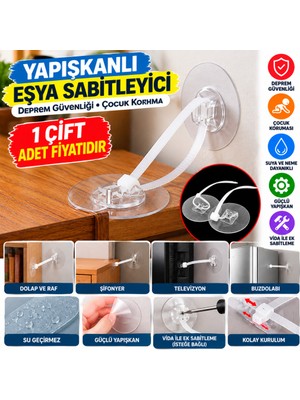 Akıllı Bayi Yapışkanlı Eşya Sabitleyici Aparat Deprem Güvenliği Çocuk Koruma Sabitleme Aparatı 1 Çift A