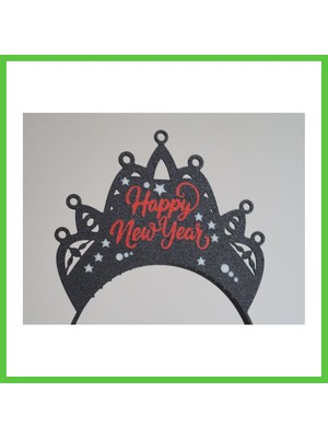 Bezos 3D Baskı Happy New Year Yazılı Ikili Saç Bandı Seti Kadın ve Erkek Yılbaşı Parti Aksesuarı Vengners