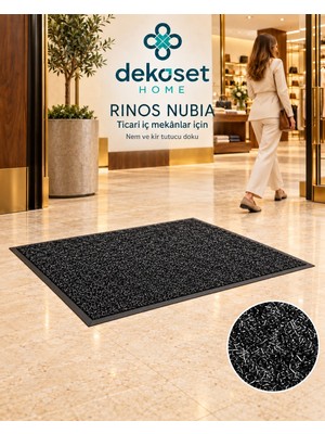 Dekoset Home Nubia Ticari Işyeri Paspası Okul Paspası Nem Toz Alıcı ve Çamur Sıyırıcılı Fırçalı Halı Paspas Polyamide Ip Pvc Kaymaz Taban