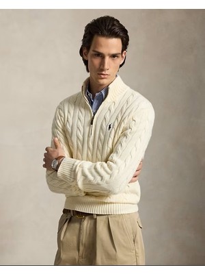 Polo Ralph Lauren Yakası Fermuarlı Örgü Dokulu Kazak
