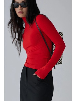 Suud Collection Kırmızı Boğazlı Viskon Body