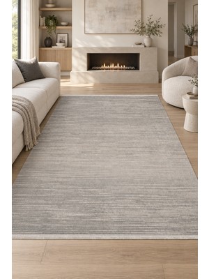 Cinka Home Breeze Modern Doğal Tasarım Gri Salon Oturma Odası Robot Süpürge Uyumlu Kolay Temizlenebilir Halı