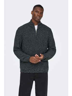Only & Sons Onsjoın Regular Fit Yarım Fermuarlı Örme Kazak Erkek Kazak 22035796