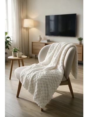 Decomia Home Dolly Krem Wellsoft Peluş Tv Battaniyesi Koltuk Şalı (110 x 160 Cm)