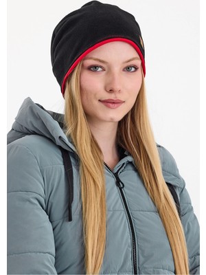 Butikgiz Kadın Polar Dış, Pamuklu Iç Kısım, Çift Renk Çift Katmanlı Katlanabilir Yumuşak Bere