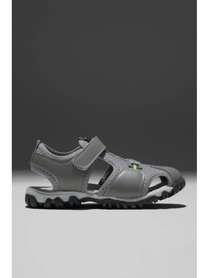 Tonny Black Çocuk Unisex Açık Gri Çoçuk Cırtlı Rahat Kalıp Sandalet