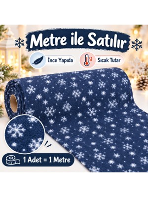 Ecotton Works Kar Tanesi Desenli Polar Kumaş Lacivert – 180 cm Genişlik – Metre ile Satılan Ince, Yumuşak ve Sıcak Tutan Polar