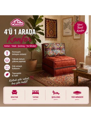 Pufymax Comfy Plus Yeni Nesil Bohem Tek kişilik katlanır Koltuk,yataklı Katlanır Berjer,yer Yatağı,modüler yapı,(HEDİYELİ)