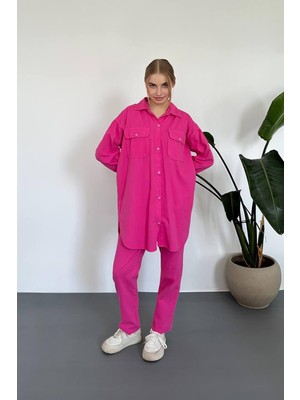 Budi Home Fuşya Yıkamalı Gömlek ve Pantolon Takım
