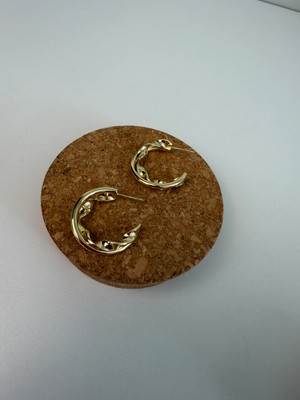 CM Jewelry 14K Altın Renginde Bombeli Halka Küpe