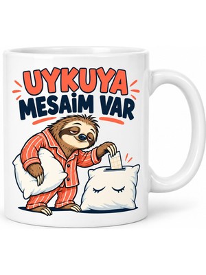 Bezos Uykuya Mesai Tasarımlı Porselen Kupa - Model 710