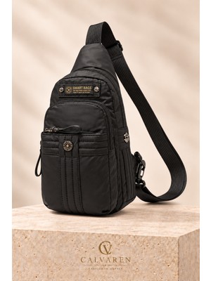 Smart Bags Bodybag 8712 Siyah Çok Bölmeli Ayarlanabilir Askılı Unisex Çapraz Omuz ve Göğüs Çantası