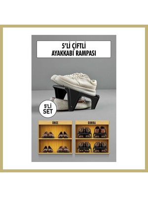 Bezos 5 Li Set Çiftli Ayakkabı Rampası & Ayakkalık Düzenleyici & Organizer Za