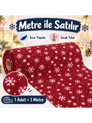 Ecotton Works Kar Tanesi Desenli Polar Kumaş Açık Bordo 180 cm En Metrelik Ince Polar Battaniyelik Şallık Kumaş