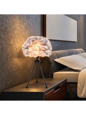 Belinay Siyah Abajur  Masa Lambası Modern Tasarım -Yatak Odası-Salon Abajur