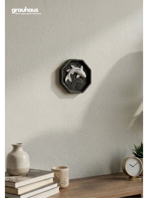 Grauhaus Koi Balığı Zen Duvar Dekoru Kabartma Feng Shui Şans ve Bolluk Tablosu 15 cm