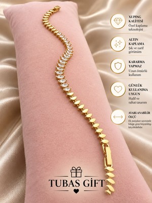 Tubas Gift Xuping 14K Altın Kaplama Taşlı Zirkon Özel Tasarım Bileklik