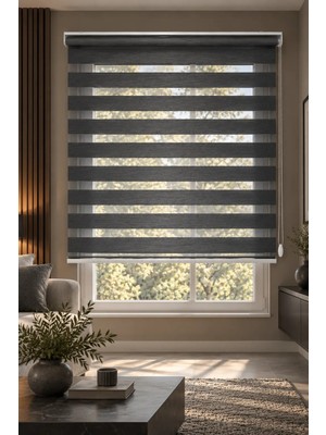 Donatti Perde Exclusive Signature Collection Füme Koyu Gri Bambu Zebra Stor Perde – Modern Lüks Zarif Tasarım