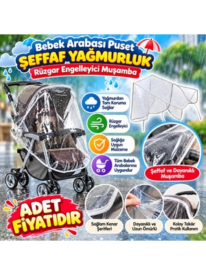 Urfakent Bebek Arabası Puset Şeffaf Yağmurluk Rüzgar Engelleyici Muşamba (Adet Fiyatıdır)