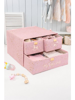 Emila Home Bebek 3 Bölmeli Çekmeceli Organizer & Çok Amaçlı Çekmece-Çorap & Iç Çamaşır, Bebek Eşyaları Vb. Organizeri (30X31X23)