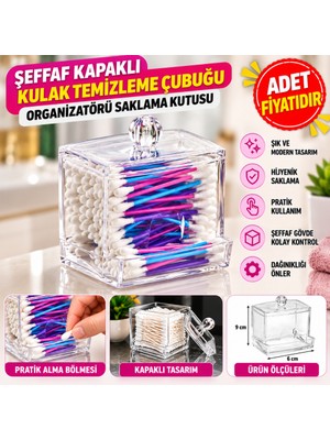 Urfakent Şeffaf Kapaklı Kulak Temizleme Çubuğu Organizatörü Saklama Kutusu (Adet Fiyatıdır)