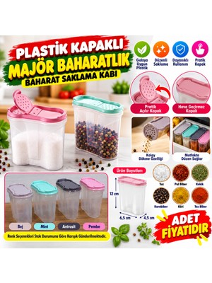 Urfakent Plastik Kapaklı Majör Baharatlık Baharat Saklama Kutusu Kabı (Adet Fiyatıdır)