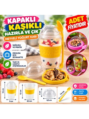 Urfakent Taken Go Kapaklı Kaşıklı Pratik Taşınabilir Meyveli Yoğurt Kabı