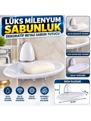 Urfakent Lüks Milenyum Sabunluk Dekoratif Beyaz Sabun Tutucu Stand