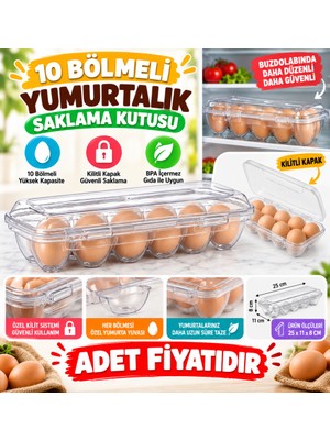 Urfakent 10 Bölmeli Kilitli Kapaklı Yumurtalık Saklama Kutusu YU110 (Adet Fiyatıdır)
