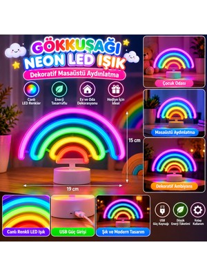 Urfakent Plastik Gökkuşağı Neon LED Işık – Dekoratif Renkli Masaüstü ve Ambiyans Aydınlatması