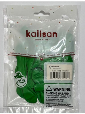 Kalisan Pastel Balon Çim Yeşili 5 Inç 25 Adet