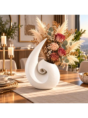 Joyze Dekoratif Vazo Spiral Tasarım 3D Baskı Salon Masa Üstü Çiçek Vazoluğu 19 cm