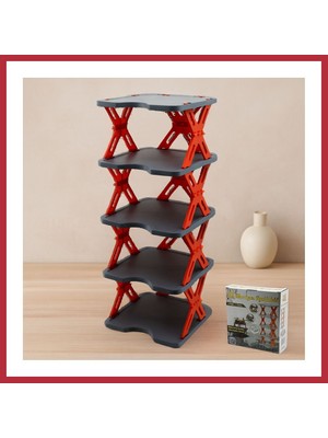Bezos 5 Katlı Katlanabilir Akordeon Plastik Ayakkabılık 27X27 cm Strsnl