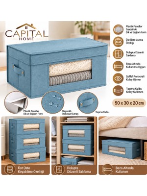 Capital Home Çok Amaçlı Düzenleyici Hurç + Saklama Kutusu Şefaf Pencereli+Kapaklı 50 x 30 x 20 cm
