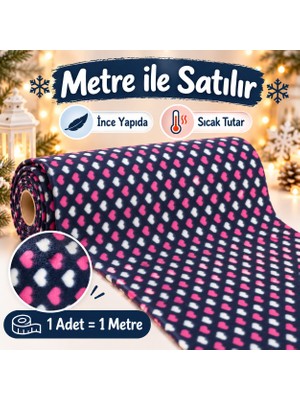 Ecotton Works Lacivert Pembe Beyaz Kalpli Polar Kumaş 180 cm En Metre ile Satış – Ince Polar Battaniyelik Şallık Kumaş