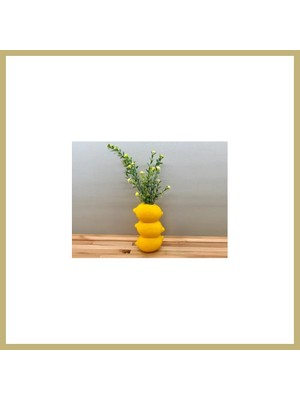 Bezos 3D Baskı Limon Formlu Dekoratif Vazo Üst Üste Limon Tasarımlı Mutfak Çiçekliği Kuru Çiçek Vazosu Sarı Za