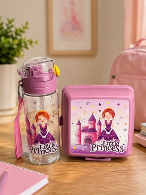 Emila Home Schooly Matara 500 ml ve 2 Katlı Beslenme Kabı 2'li Set- Matara Beslenme Kabı Seti
