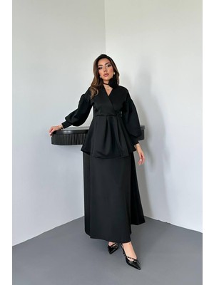 Maxi Modena Siyah Gül Detaylı Takım