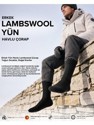 Bolero Erkek Yün Havlu Lambswool Çorap Lacivert
