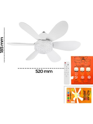 Ulu Pazarlama Kumandalı 2in1 Tavan Vantilatör Avize 52 cm - 6 Kanat, 3 Hız
