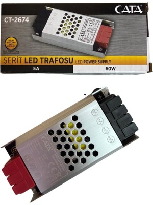 Happy Trend LED Trafosu 12V Cata Serisi Slim Kasa, Alüminyum Gövdeli Ince Güç Kaynağı, Kamera ve Şerit LED Uyumlu (60W - 360W) 5, 12.5, 16.5, 21, 30 Amper (60, Vat)