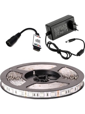 Happy Trend 10 Metre Rgb Şerit LED Seti - Bluetooth Uygulama Kontrollü - Müziğe Duyarlı 5050 3 Çipli Tak Çalıştır - Adaptör Dahil - Iç Mekan Silikonsuz Aydınlatma