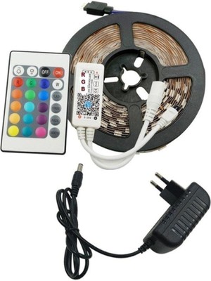 Rgb Şerit LED Seti 5 mt Rgb LED 3 Renk + Trafo + Rgb Kumanda AYDNLTMDNYM-CT-4557 HSPLİNM-3727