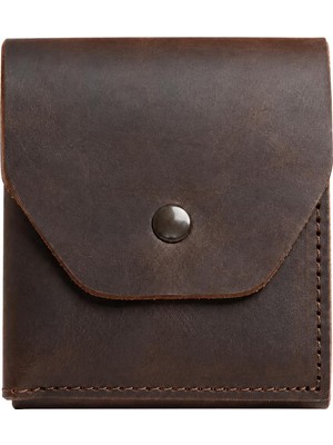 Happy Trend Viral Cüzdan - Hakiki Deri Erkek Kartlık - Ince Minimal Tasarım - 5 Kart Bölmeli Nakit Para Hazneli - Çıtçıt Kapamalı Kompakt Cep Modeli - Hafif ve Pratik - 11 x 8,5 cm (Kahve)