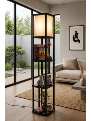 Happy Trend 135 cm Modern Sehpalı Lambader, E27 Duy, 23 x 23 cm Raf, Salon, Yatak Odası ve Ofis Aydınlatması