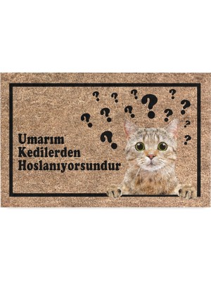 Happy Trend Kedi Köpek Komik Tasarımlı Dekoratif Kapı Önü Paspas, Dış Mekan/ev Içi/banyo/mutfak/yatak Odası/giriş Paspasları (Umarım Kedilerden Hoşlanıyorsundur, 40X60)