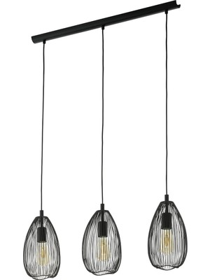 Happy Trend Sarkıt Lamba Clevedon, 3 Ampullü Modern Sarkıt Lamba, Çelik Asma Lamba, Renk: Siyah, Duy: E27