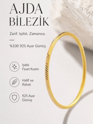 E-Gümüş 925 Ayar Altın Kaplama  Başakajda Bilezik